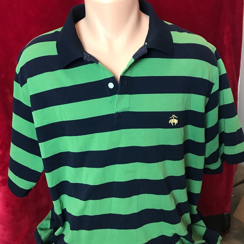 Brooks Brothers green  striped polo size XL